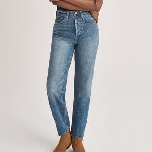 Aritzia High-Rise Straight Leg Jeans in Light Blue